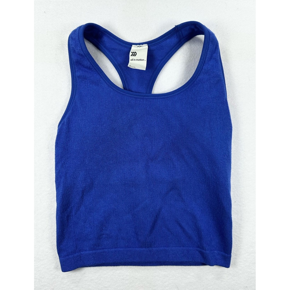 All in Motion Womens Seamless Racerback Tank Top Royal Blue Ribbed Size M